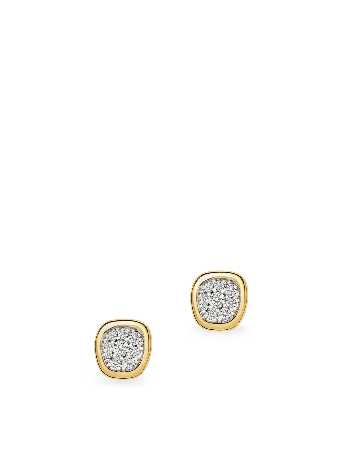 Molten Soft Square Pavé Stud Earrings - 18KT Gold Plated