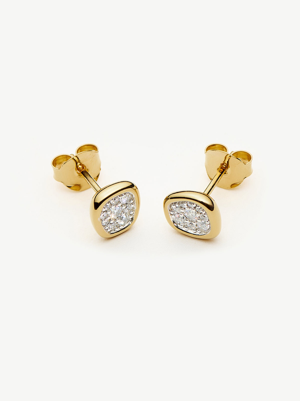Molten Soft Square Pavé Stud Earrings - 18KT Gold Plated