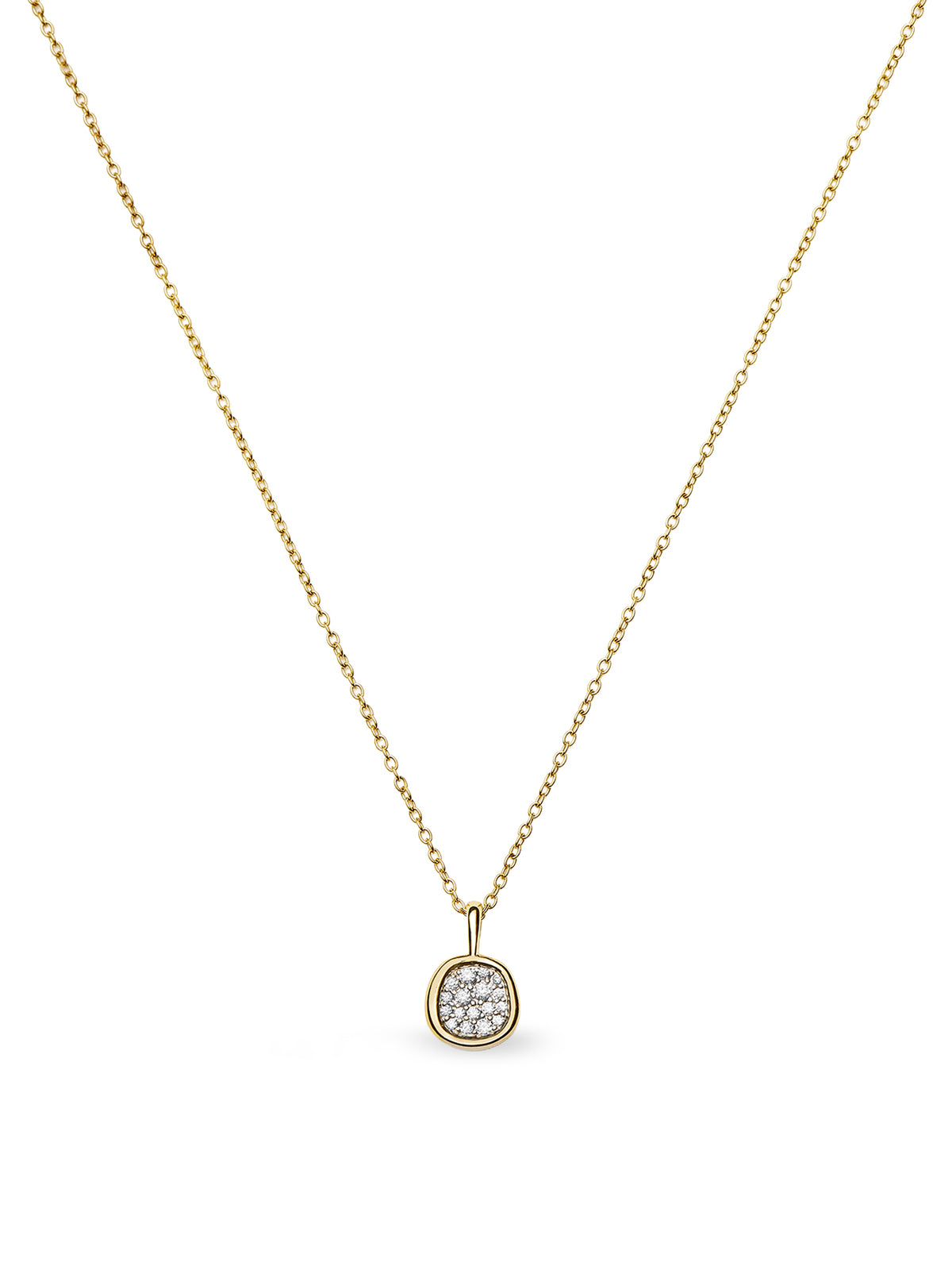 Molten Soft Square Pavé Pendant Necklace - 18KT Gold Plated