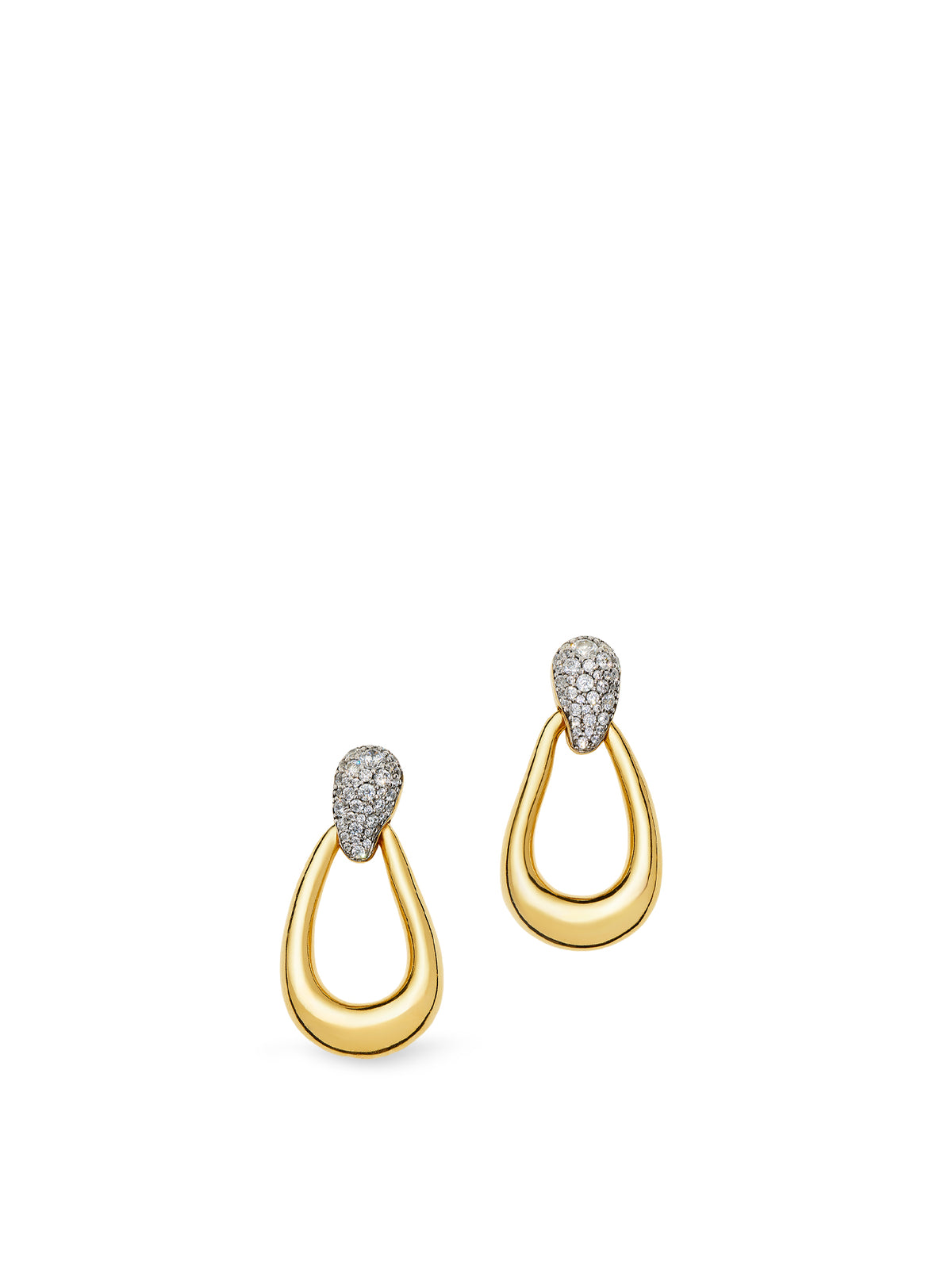 Molten Teardrop Pavé Statement Stud Earrings - 18KT Gold Plated