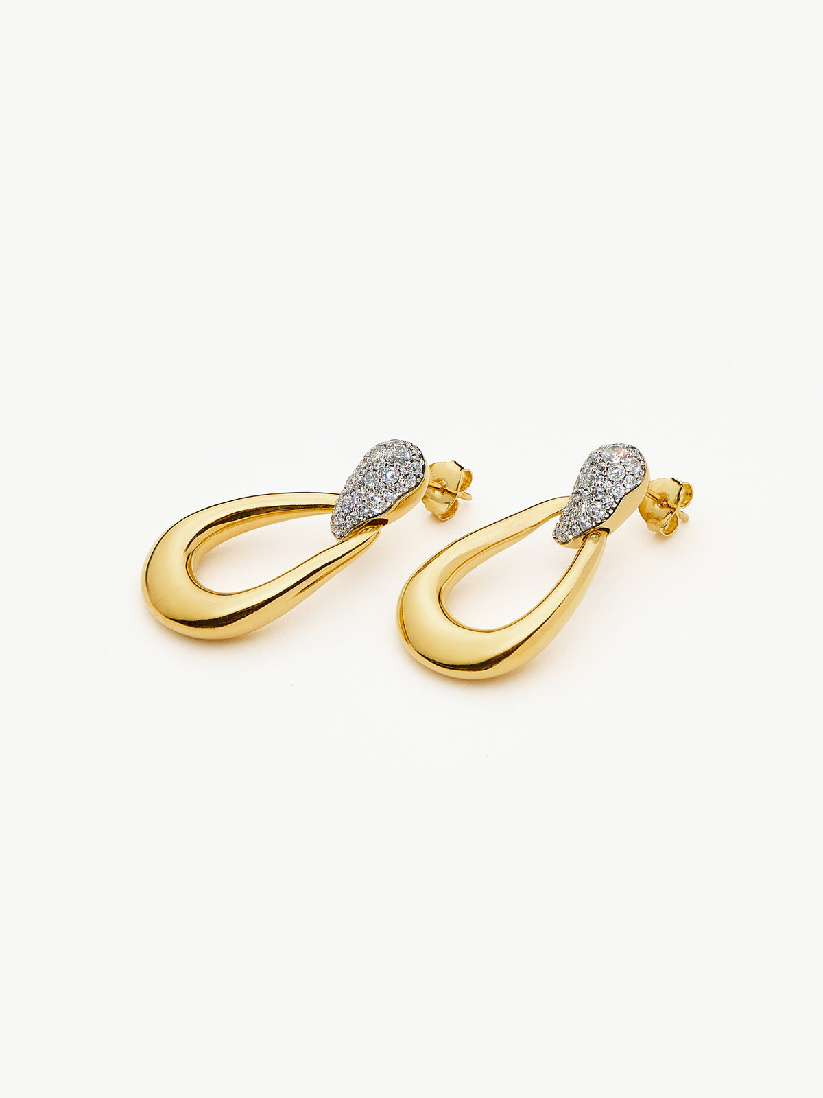 Molten Teardrop Pavé Statement Stud Earrings - 18KT Gold Plated
