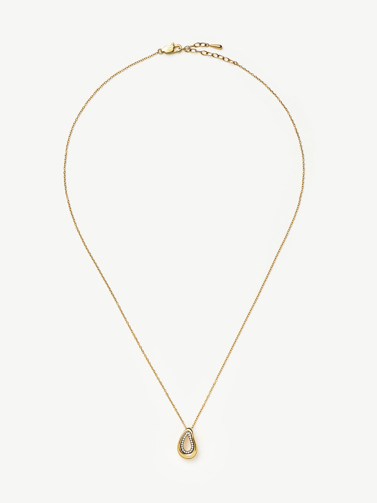 Molten Teardrop Pavé Pendant Necklace - 18KT Gold Plated