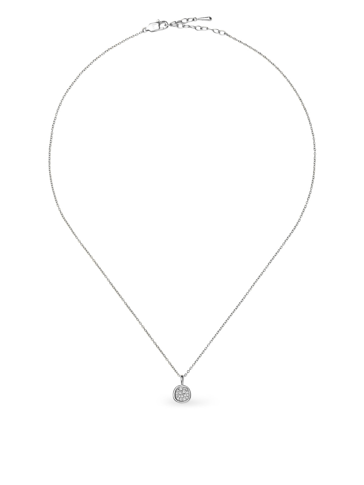 Silver-Plated Molten Soft Square Pavé Pendant