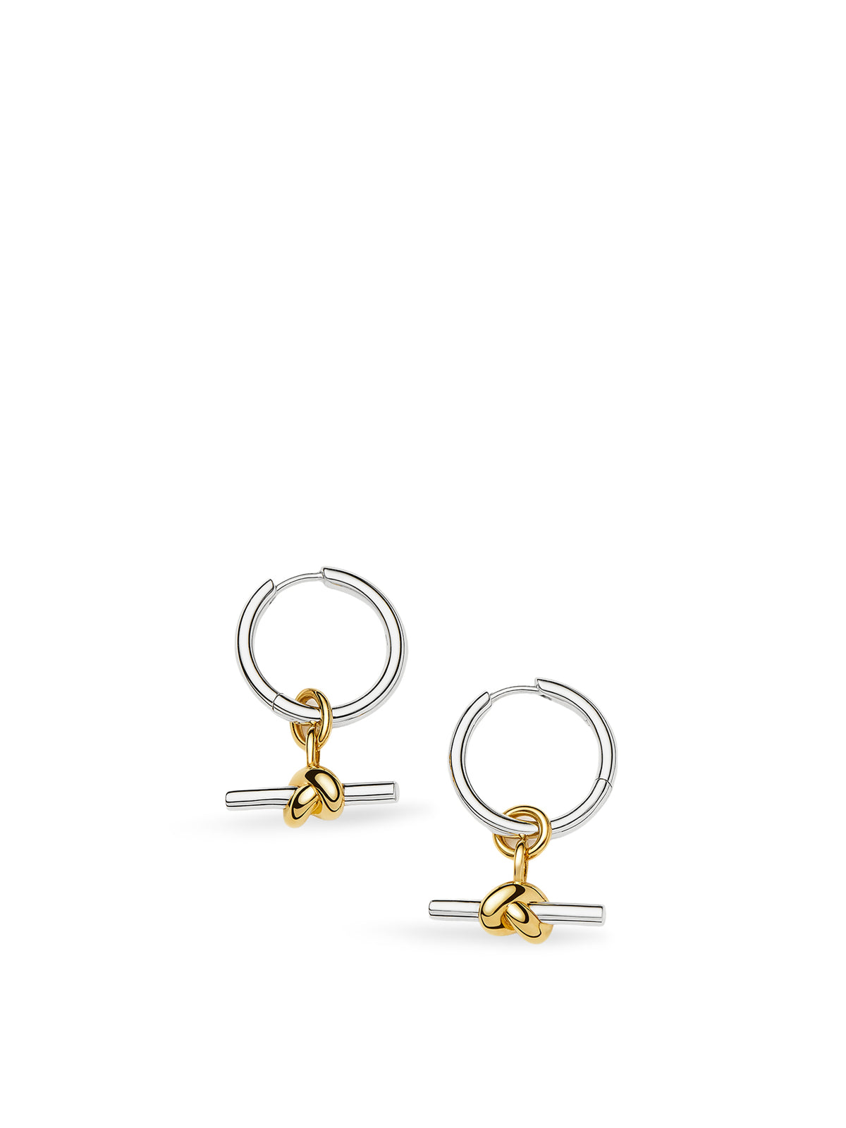 Lucy Williams Knot T-Bar Charm Hoop Earrings - Mixed Metal