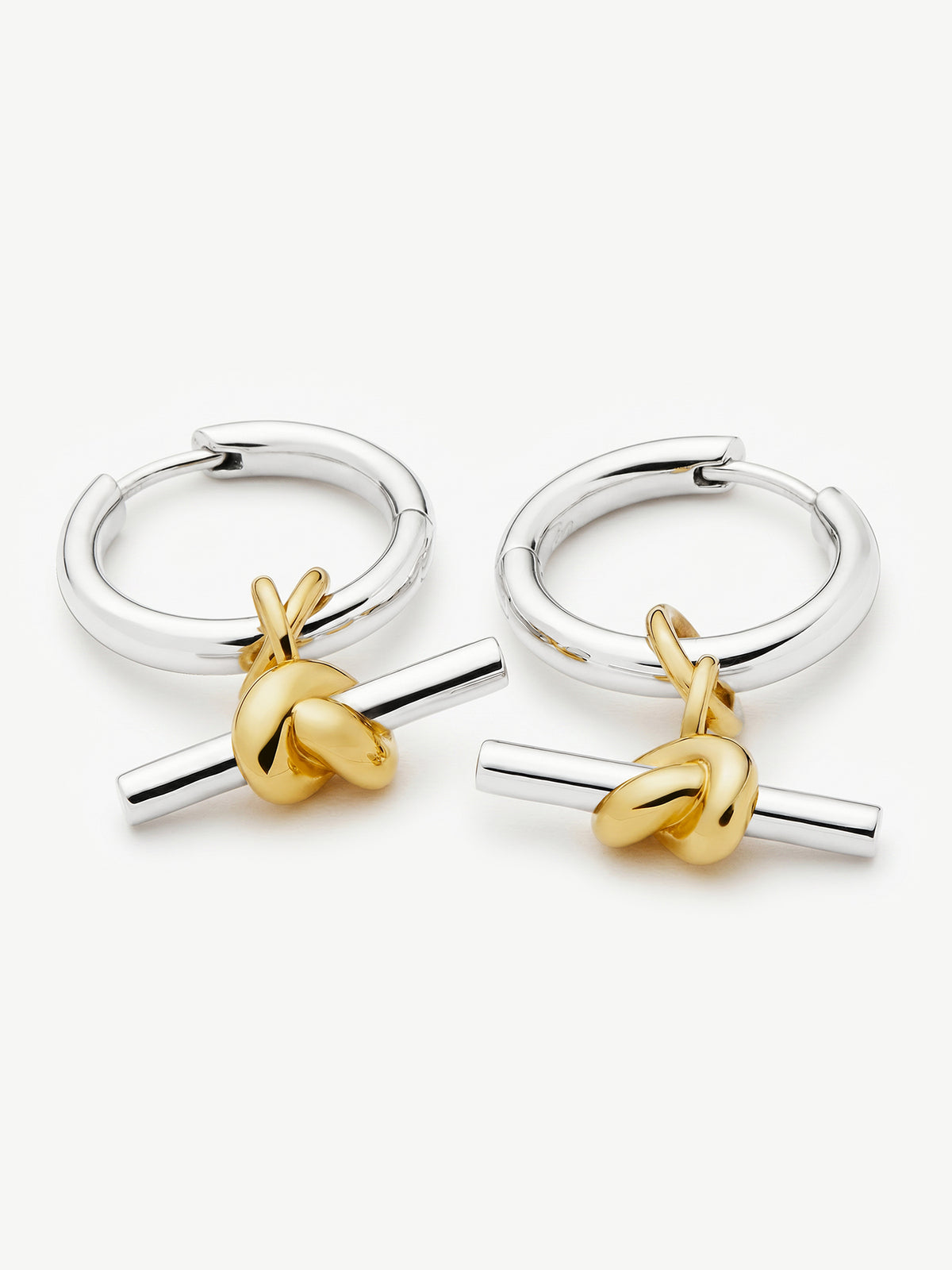 Lucy Williams Knot T-Bar Charm Hoop Earrings - Mixed Metal