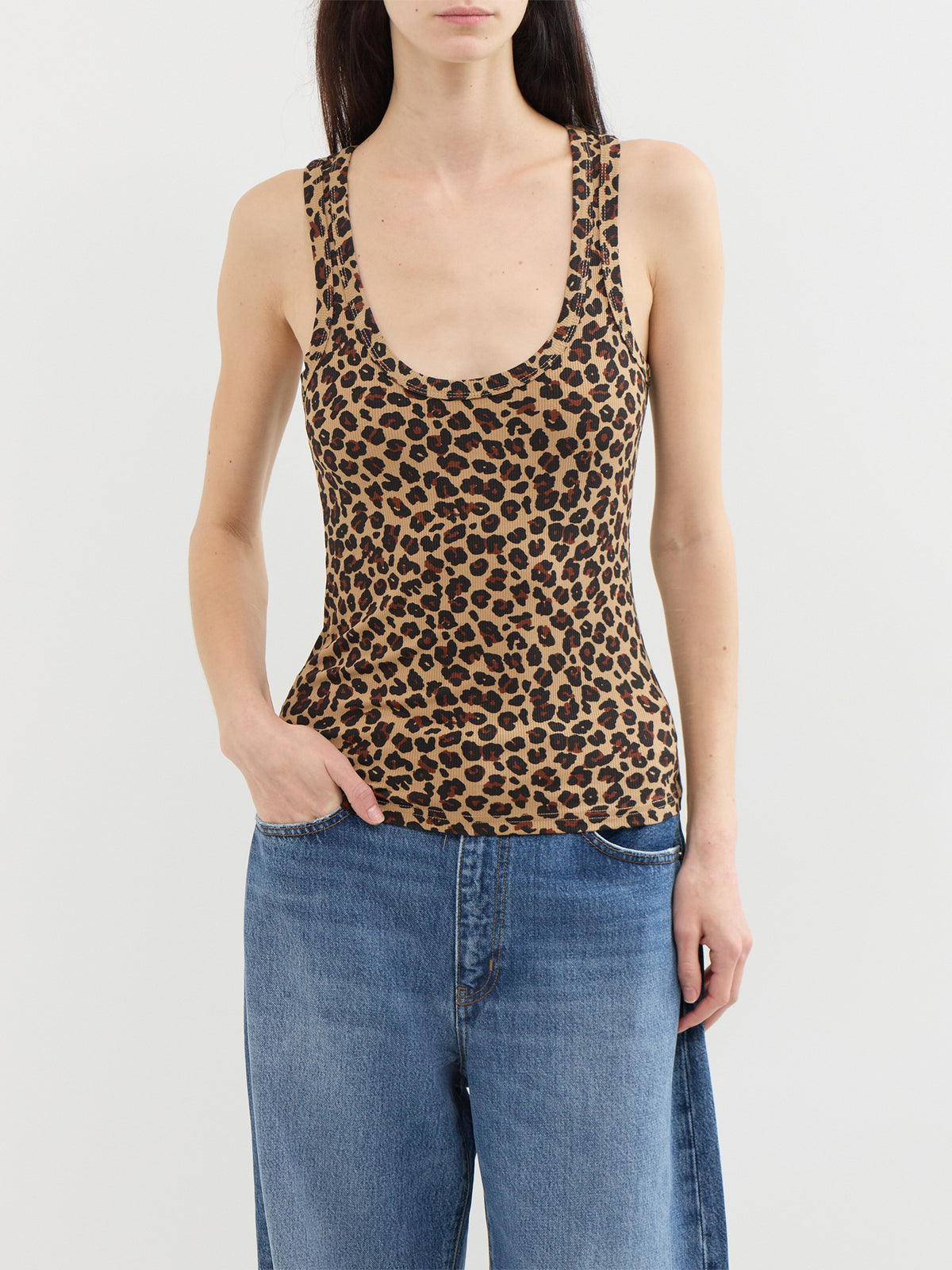 Leopard Scoop Neck Tank Top - Multi