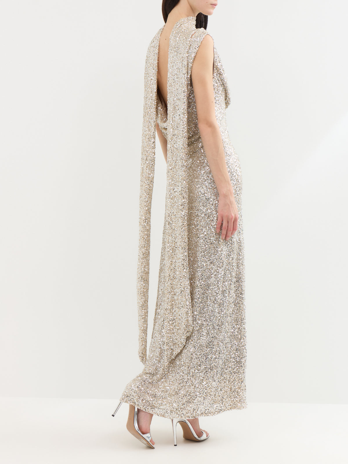 Sophie Sequin Midi Dress - Silver