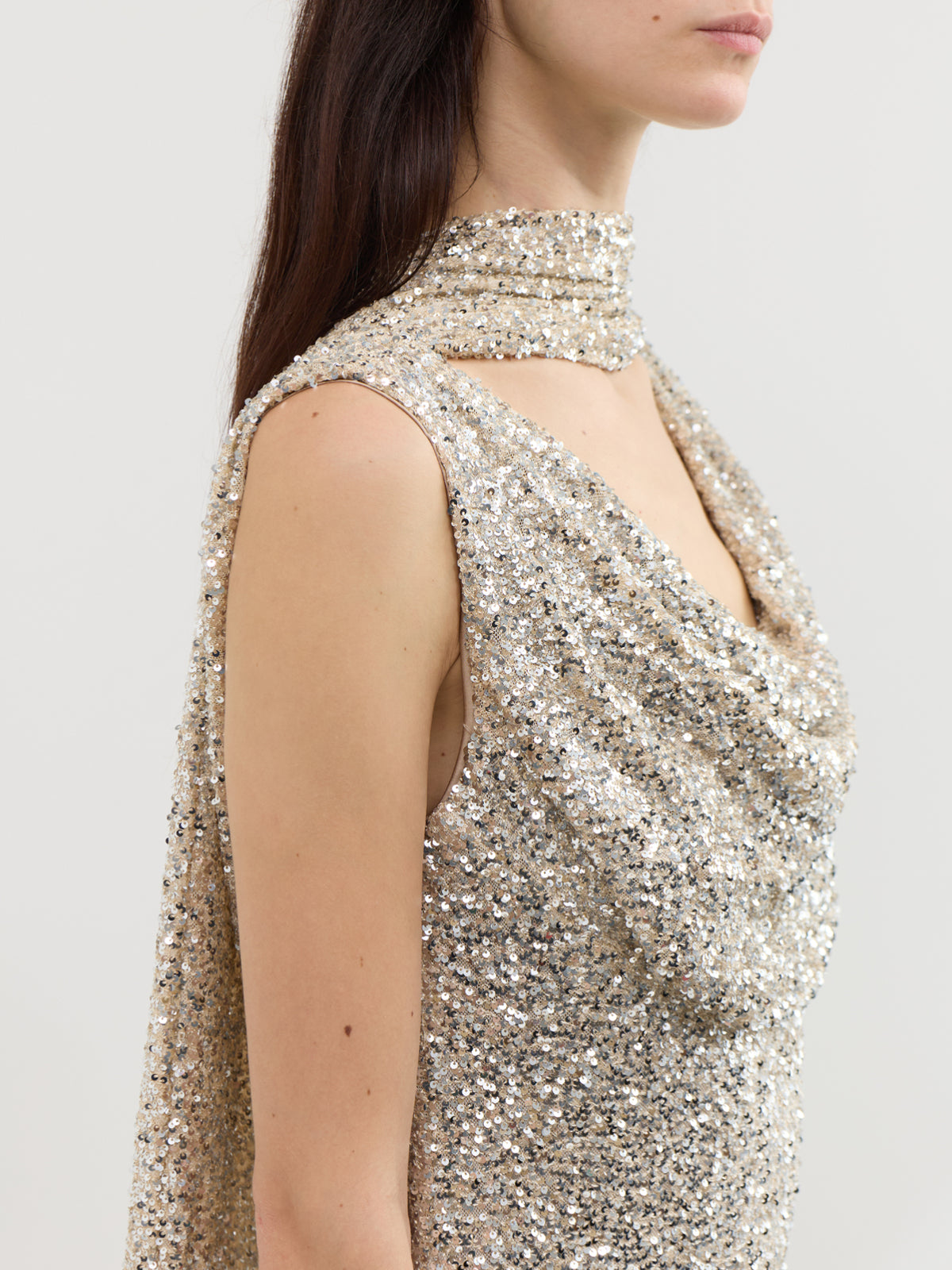 Sophie Sequin Midi Dress - Silver