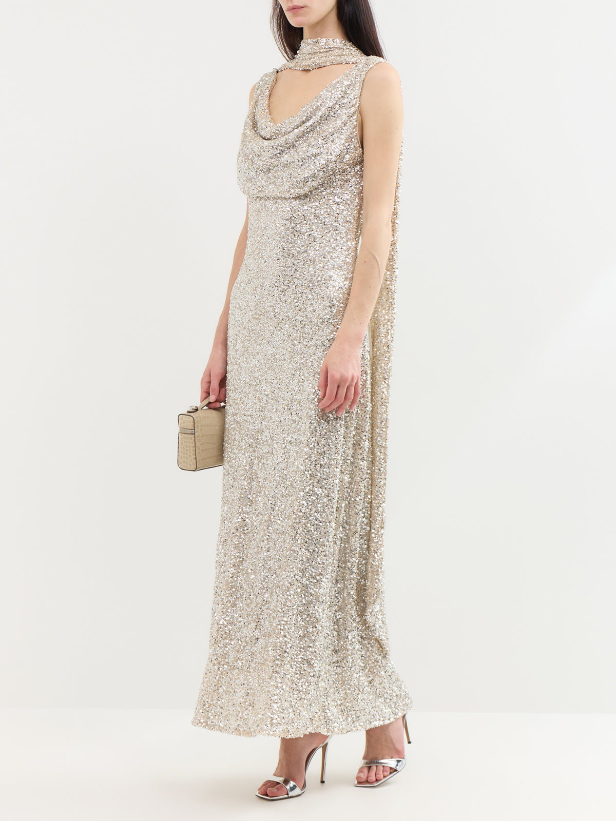 Sophie Sequin Midi Dress - Silver