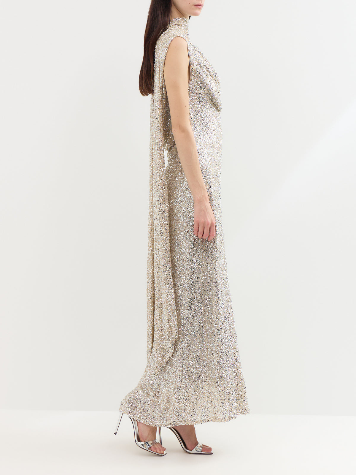 Sophie Sequin Midi Dress - Silver