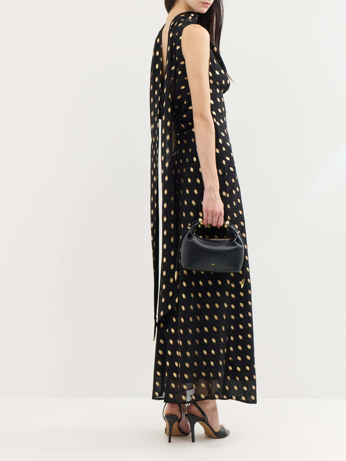 Sophie Gold Fleck Midi Dress - Black