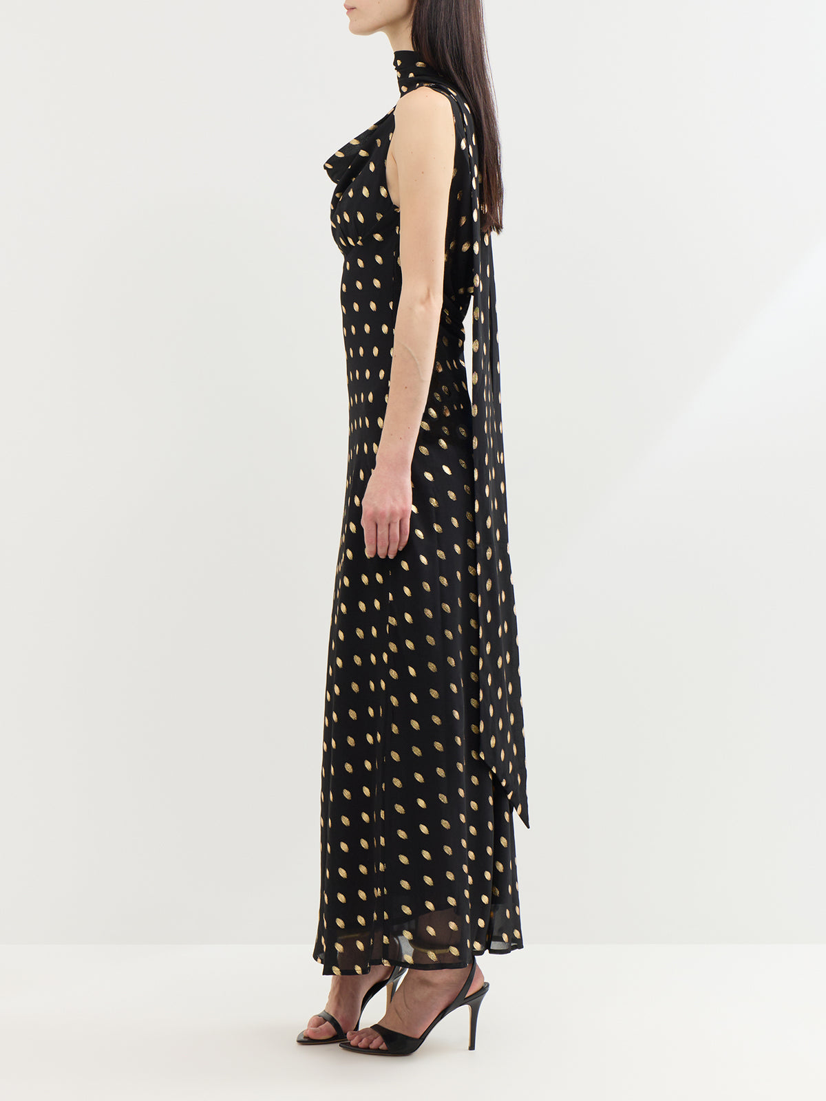 Sophie Gold Fleck Midi Dress - Black