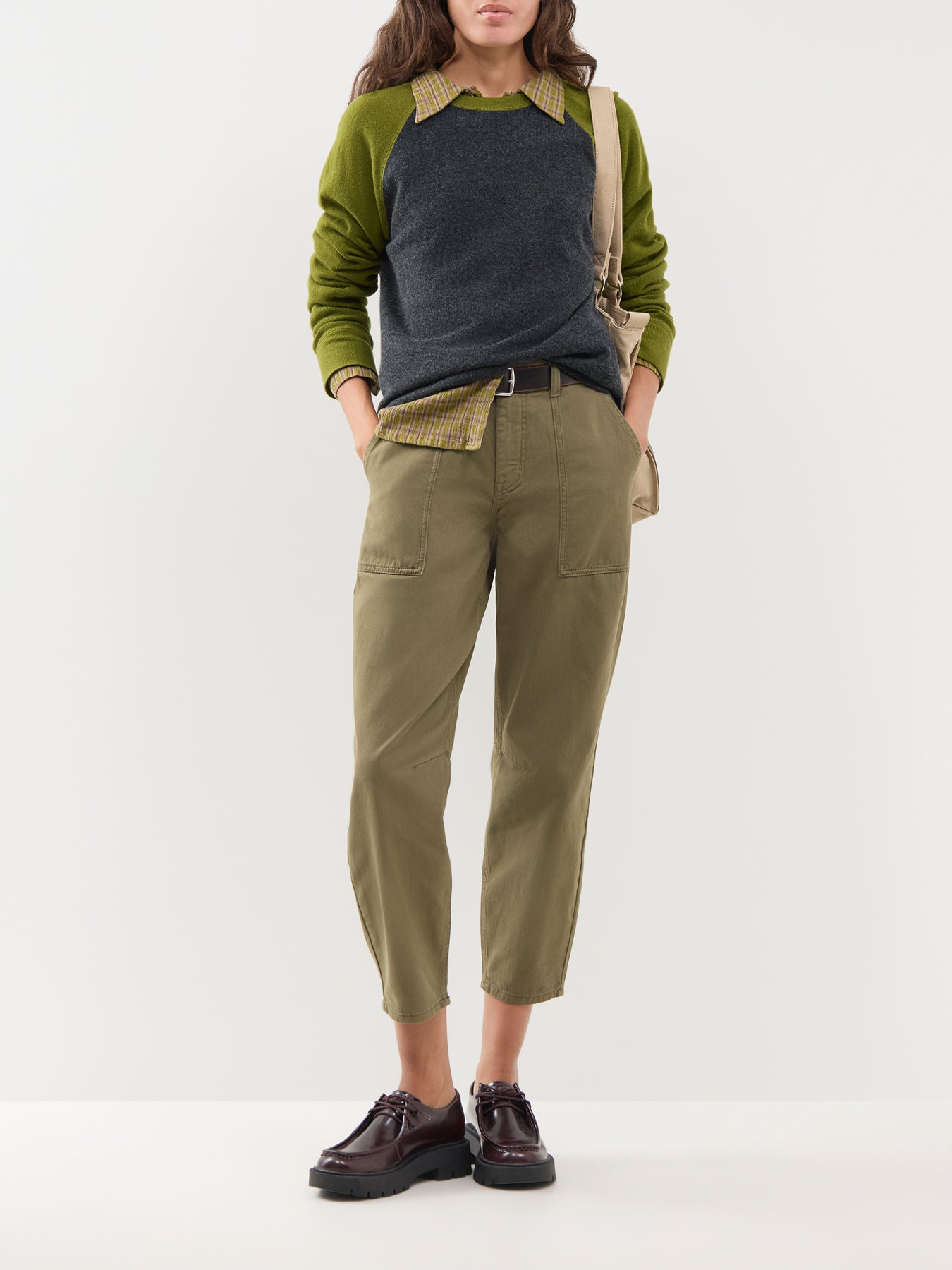 Cotton Thea Utility Trousers - Khaki Green