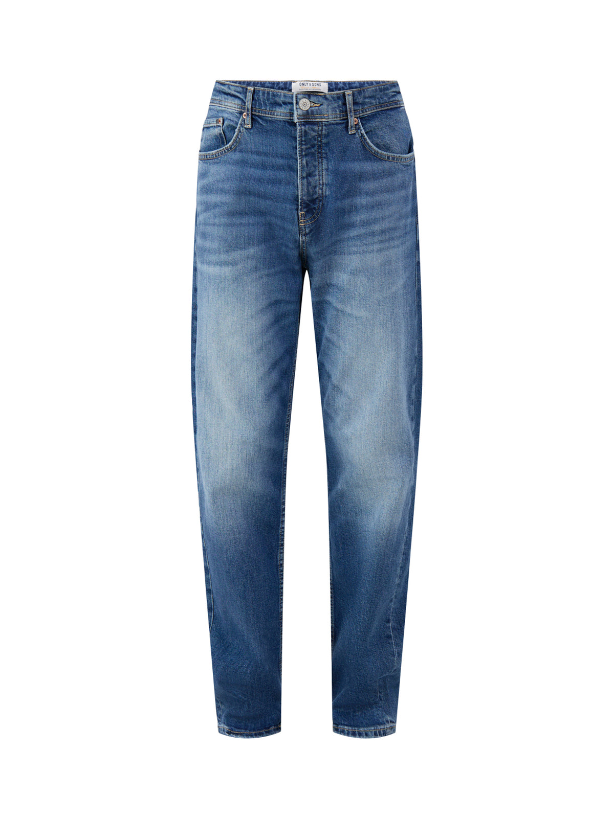 Edge Performance Organic Cotton Blend Straight Jeans - Dark Medium Blue Denim