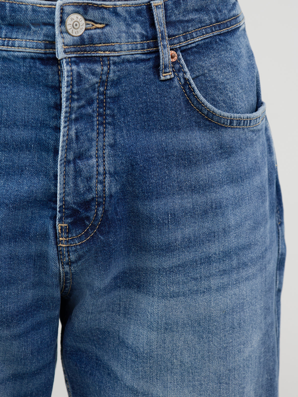 Edge Performance Organic Cotton Blend Straight Jeans - Dark Medium Blue Denim