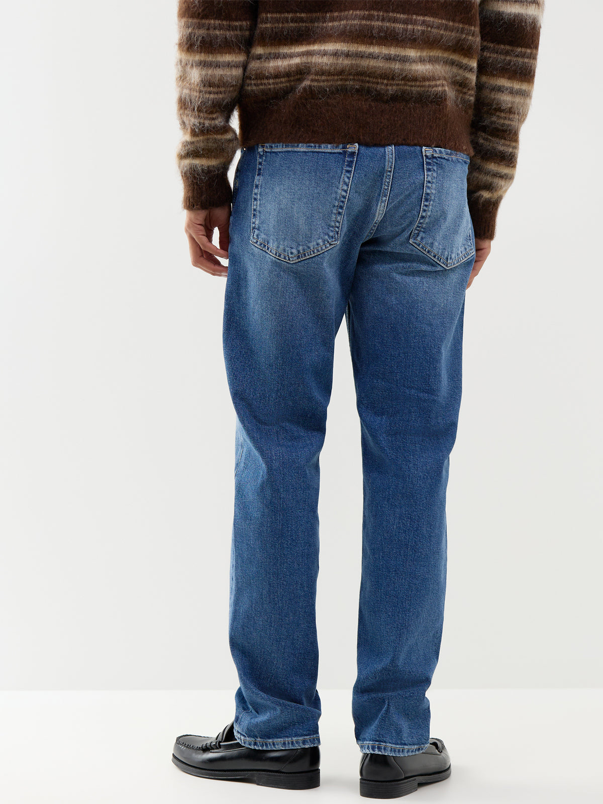 Edge Performance Organic Cotton Blend Straight Jeans - Dark Medium Blue Denim