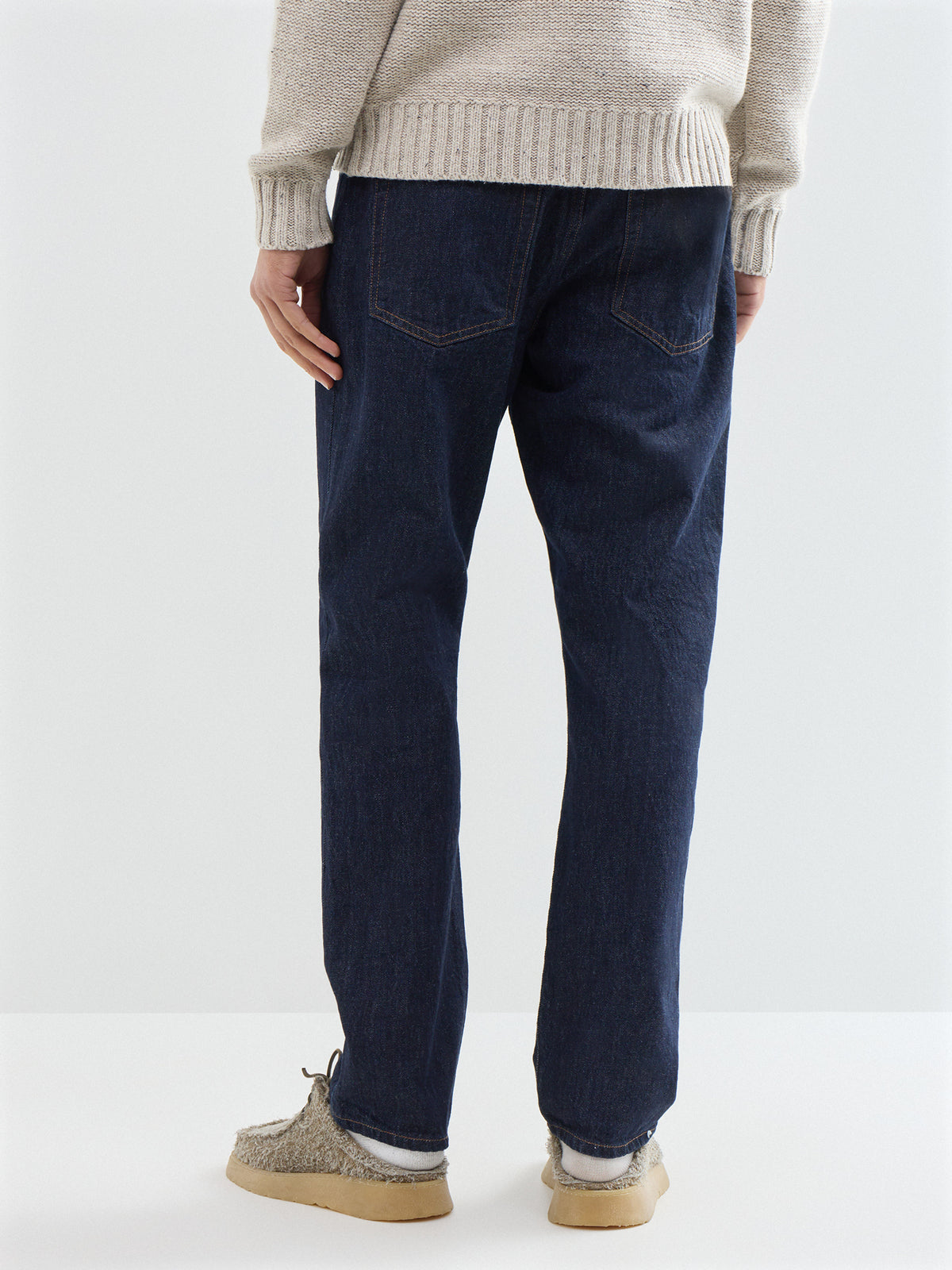 Edge Straight-Leg Organic Cotton Blend Jeans - Dark Blue Denim