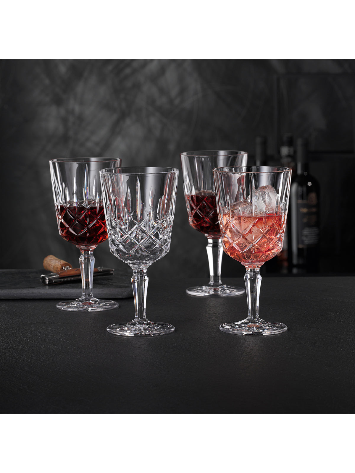 Glass Cocktail & Wine Glasses Set Of 4