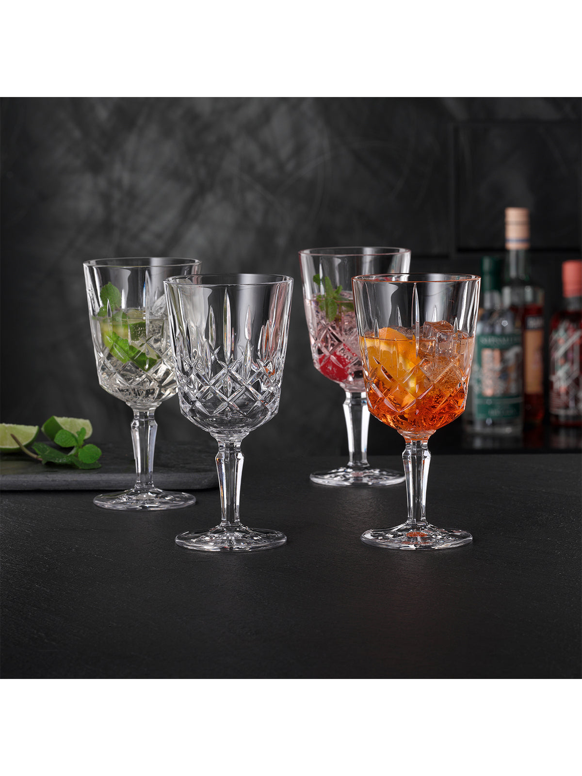 Glass Cocktail & Wine Glasses Set Of 4