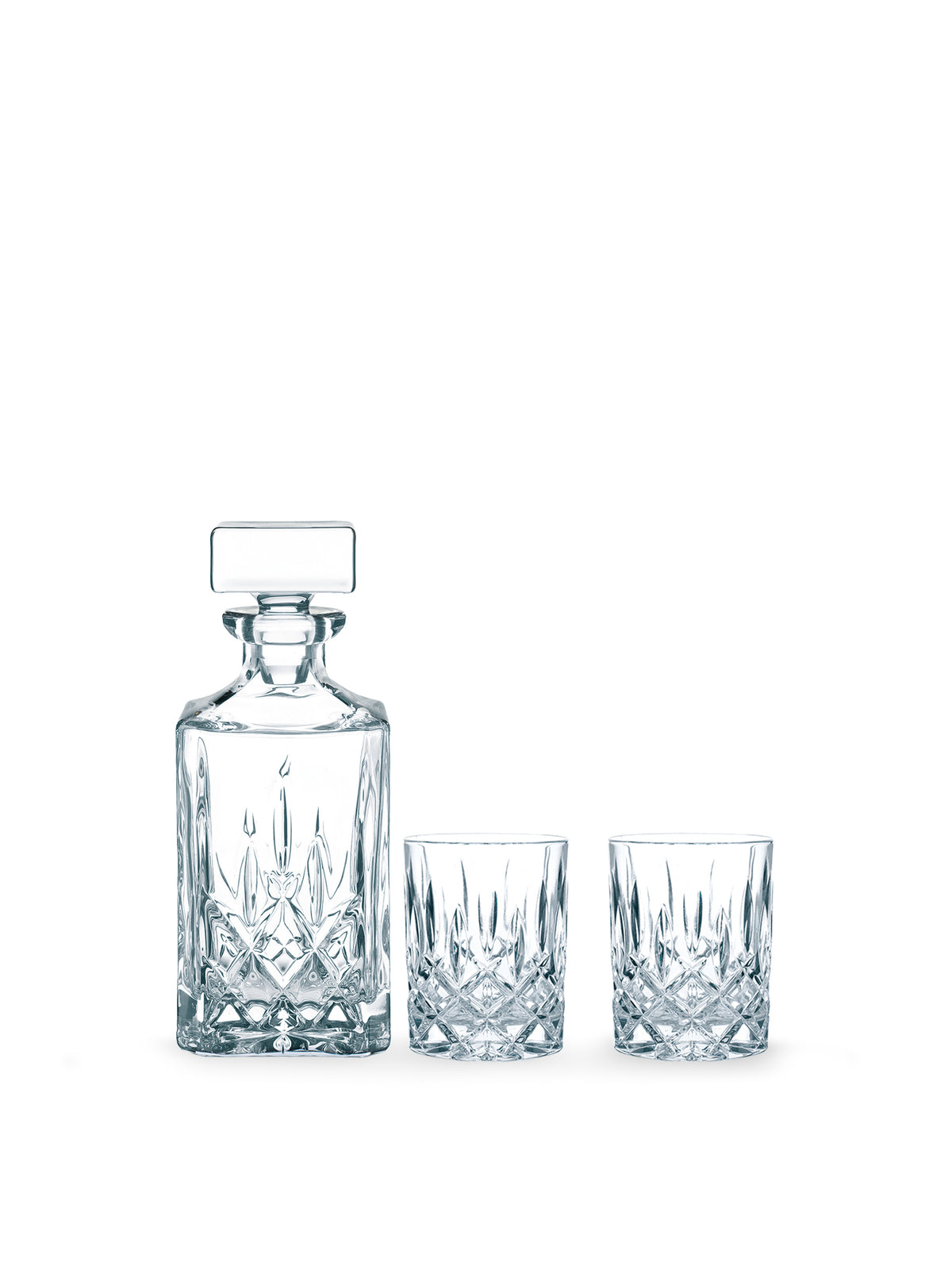 Glass Whisky Tumblers & Decanter 3-Piece Set