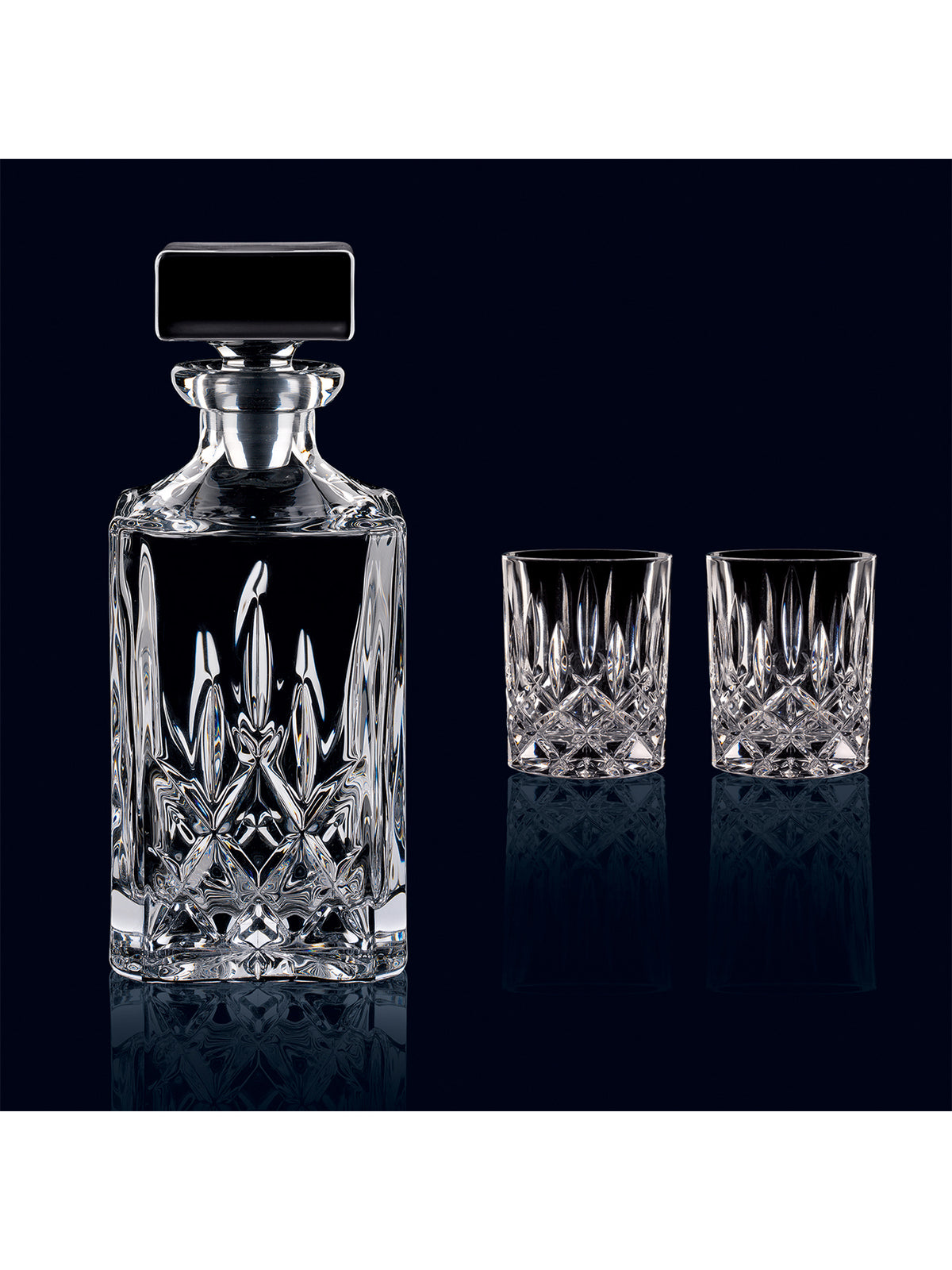 Glass Whisky Tumblers & Decanter 3-Piece Set
