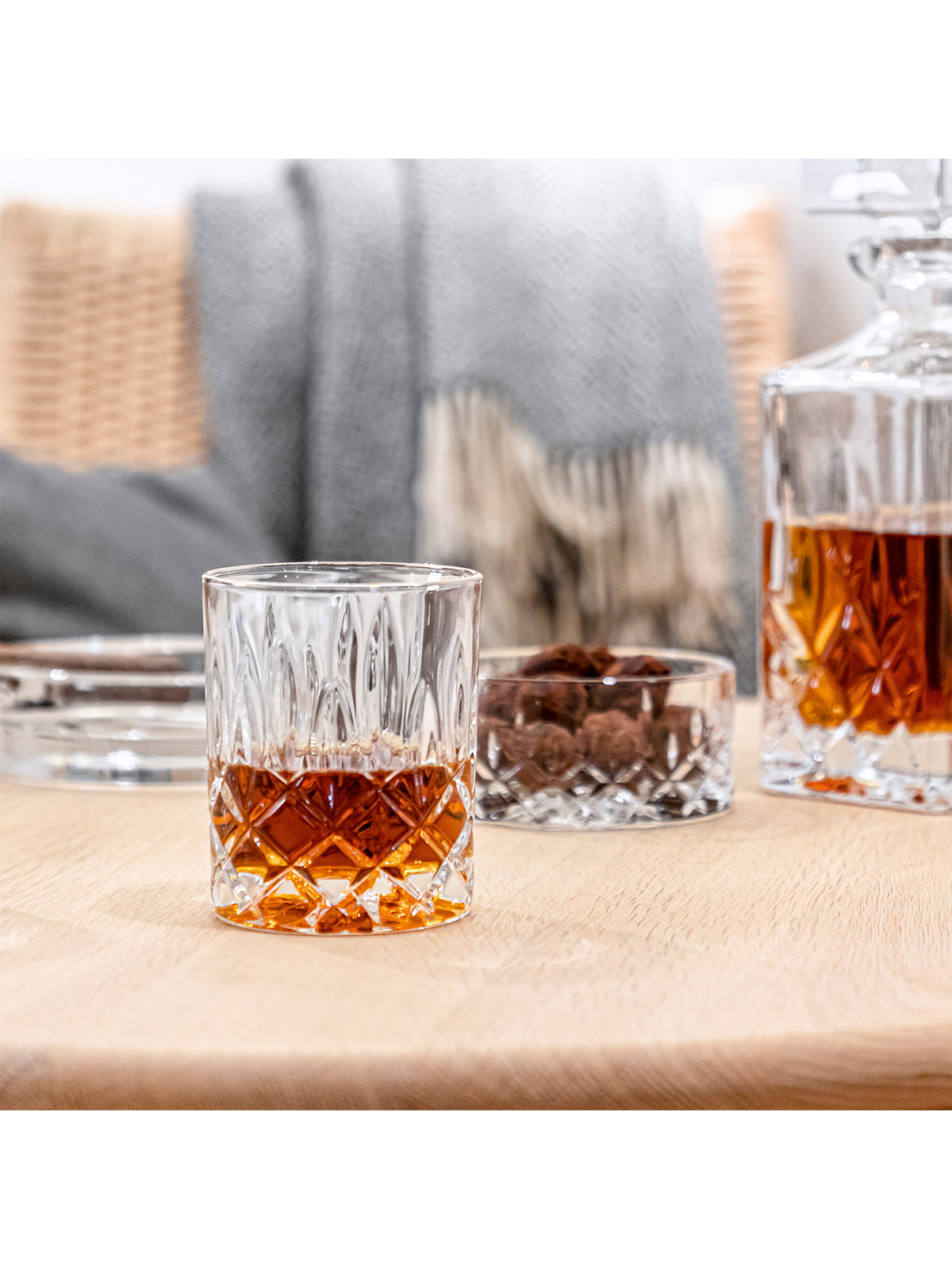 Glass Whisky Tumblers & Decanter 3-Piece Set