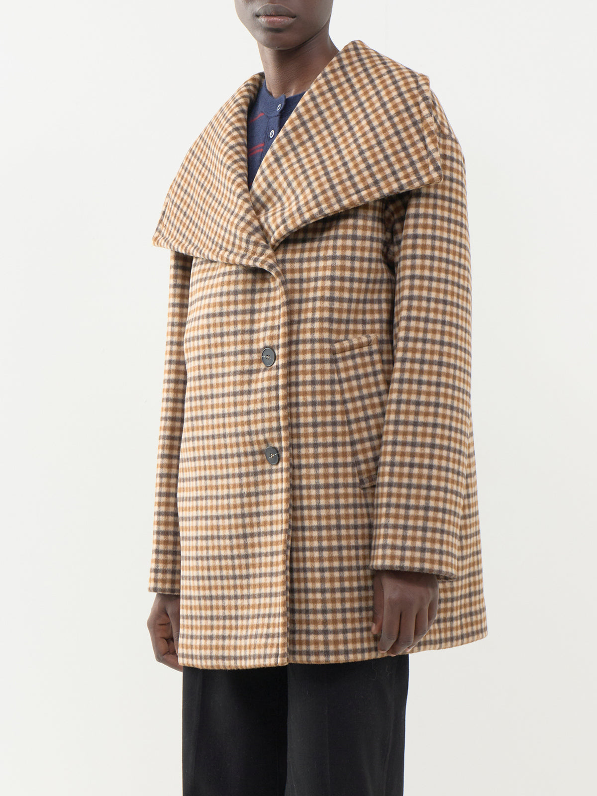 Carolyn Check Wool-Blend Coat