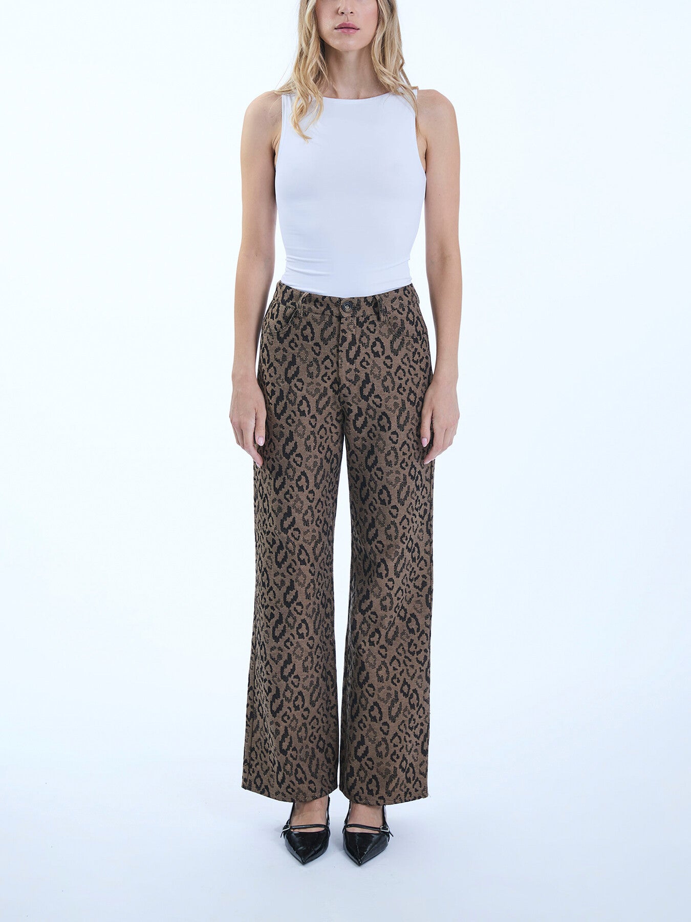 Leopard Print Detail Trousers
