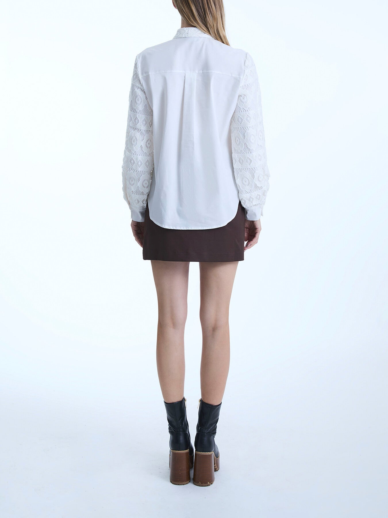 Crochet Sleeves Shirt White