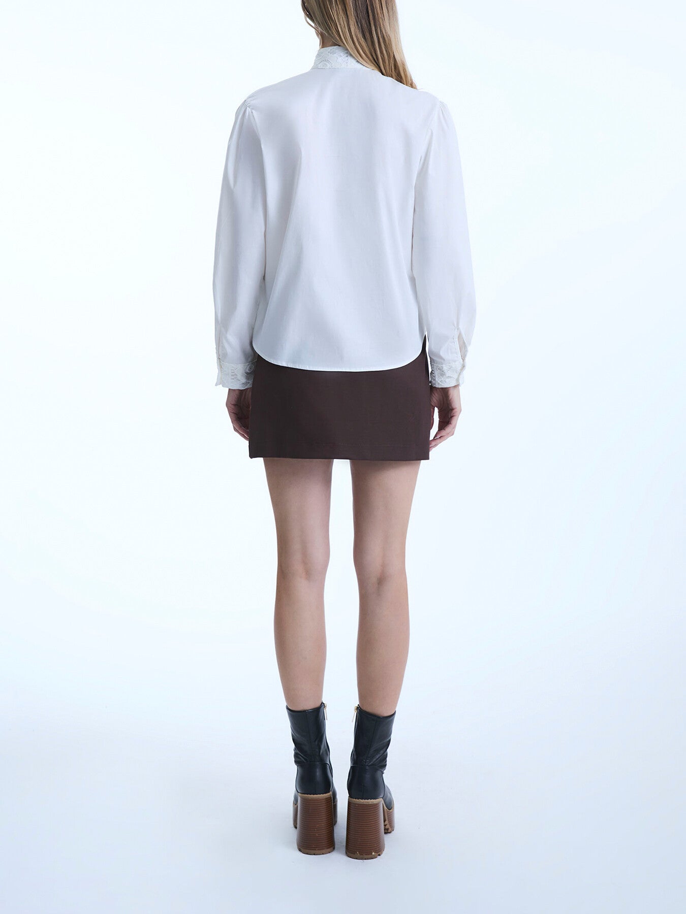 Crochet Tie Neck Shirt