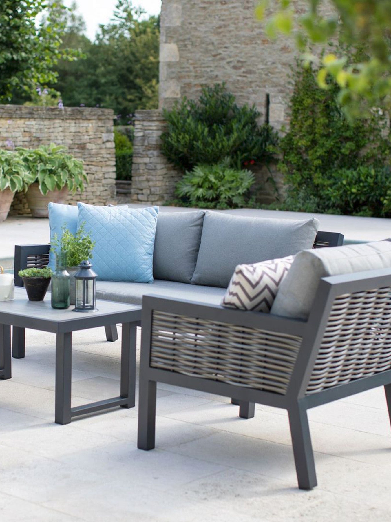 Portofino Wicker Sofa and Coffee Table Set