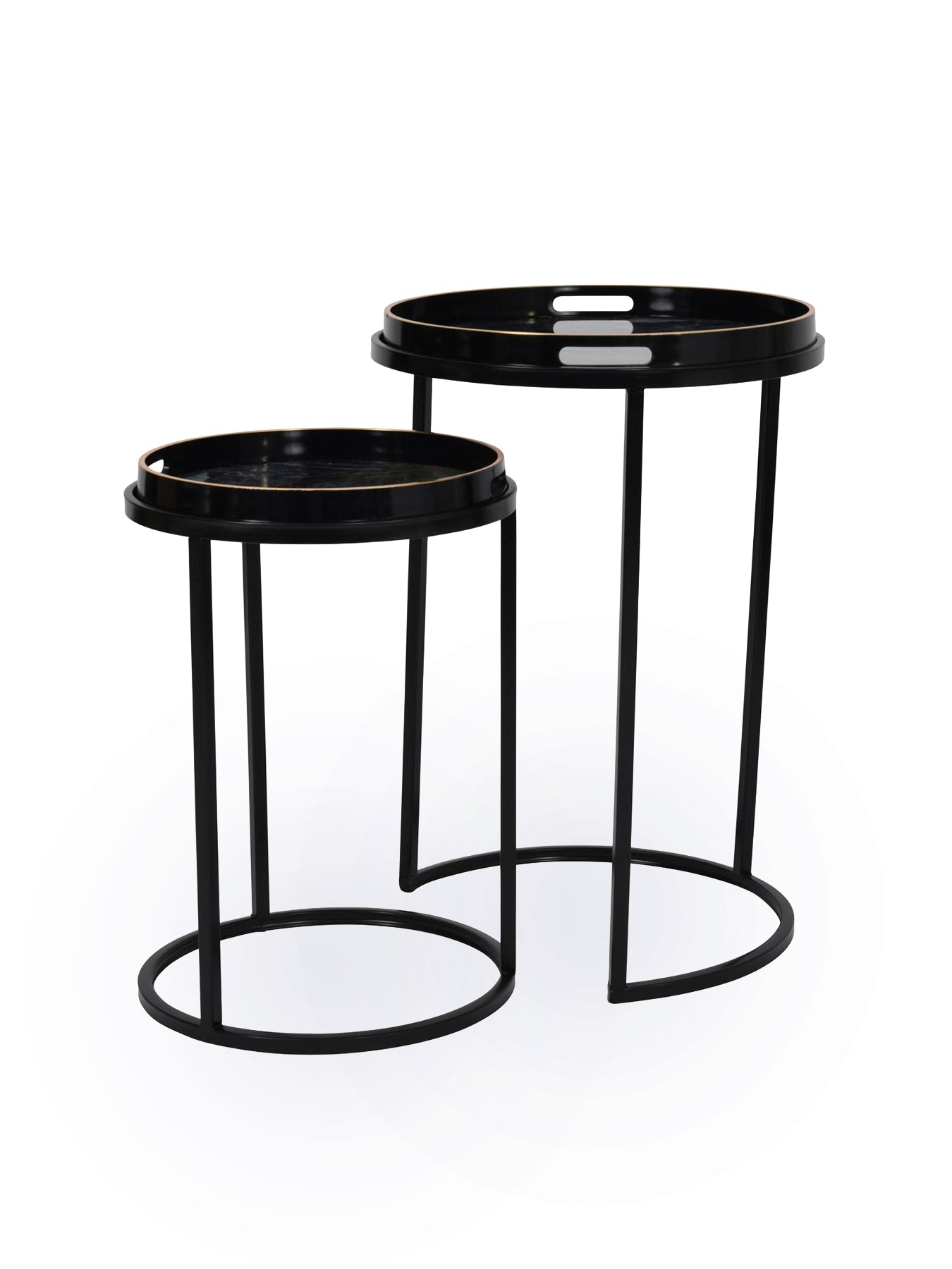 Vesuvius Black and Gold Nesting Tables Set of Two