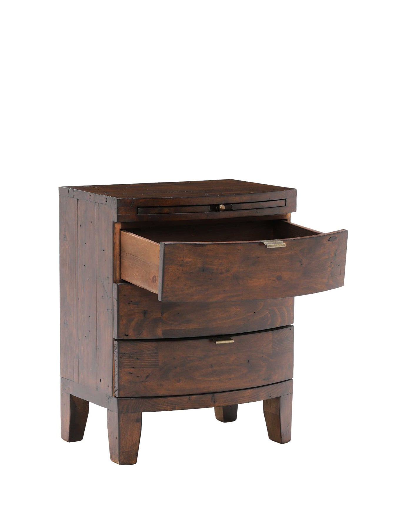 Navajos Reclaimed Wood 3 Drawer Wide Bedside Chest of Drawers