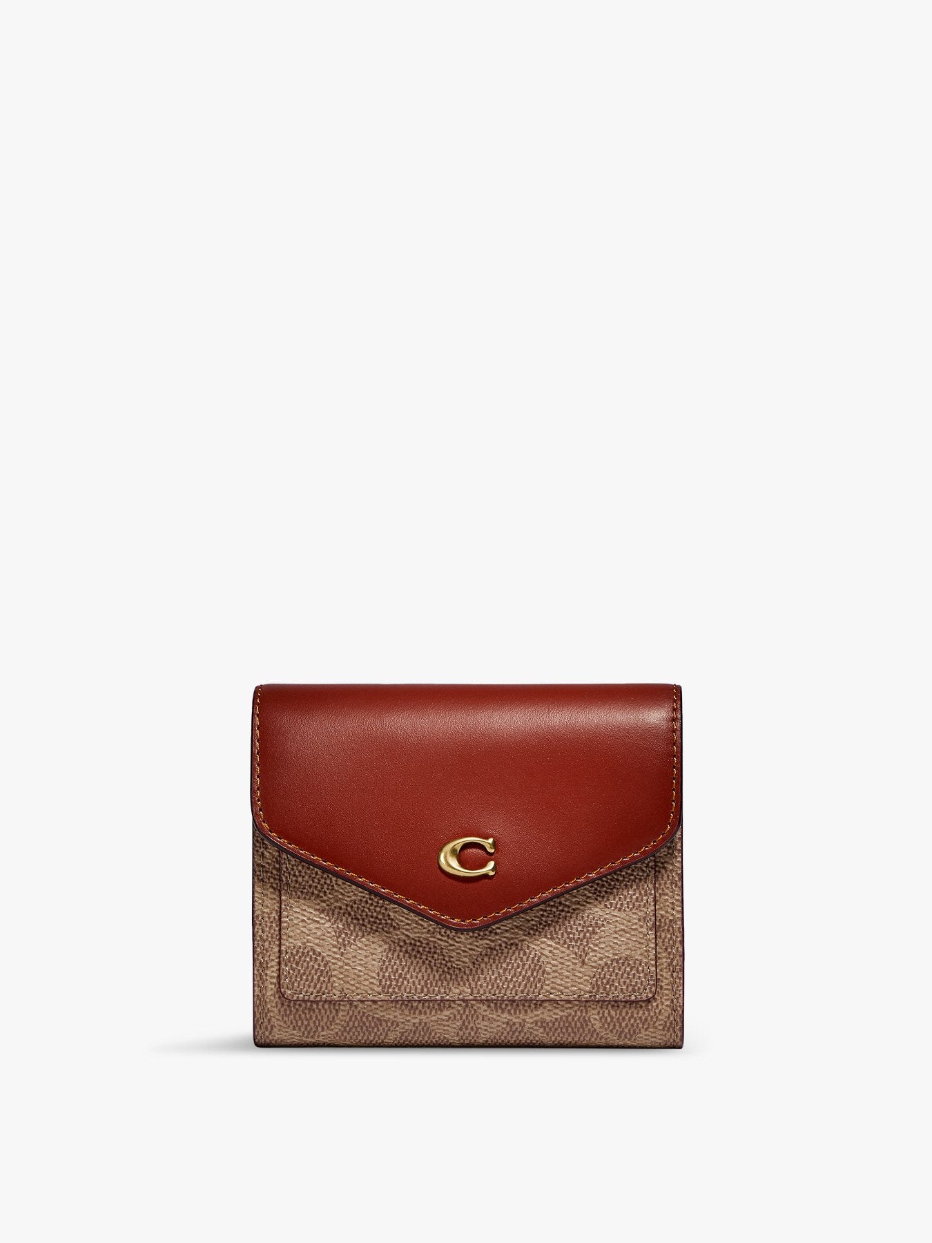 Wyn Small Wallet In Colorblock Signature Canvas Tan Rust