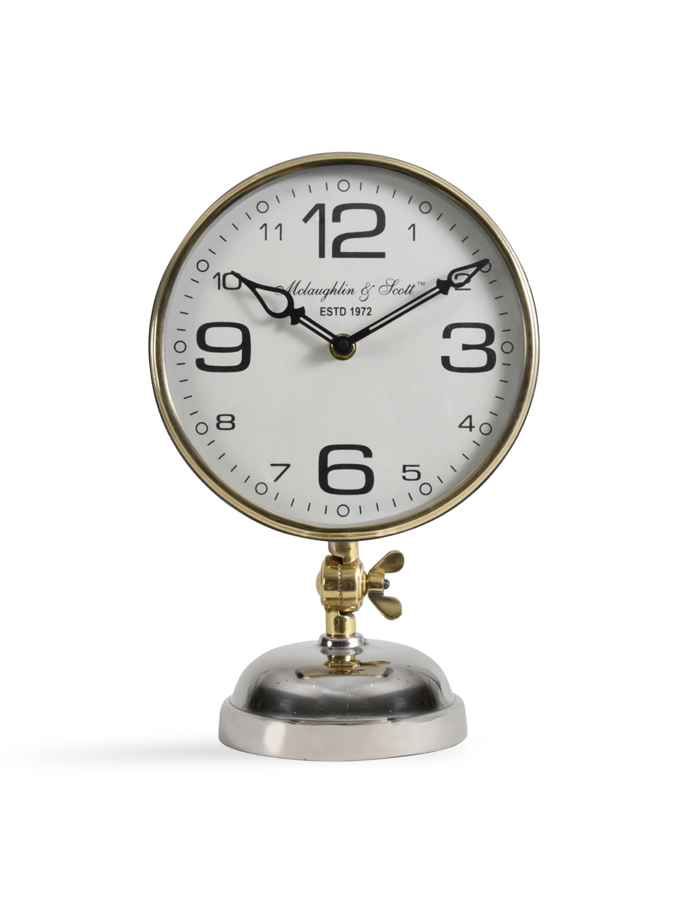 Stollard Silver Mantel Clock with Gold Accents
