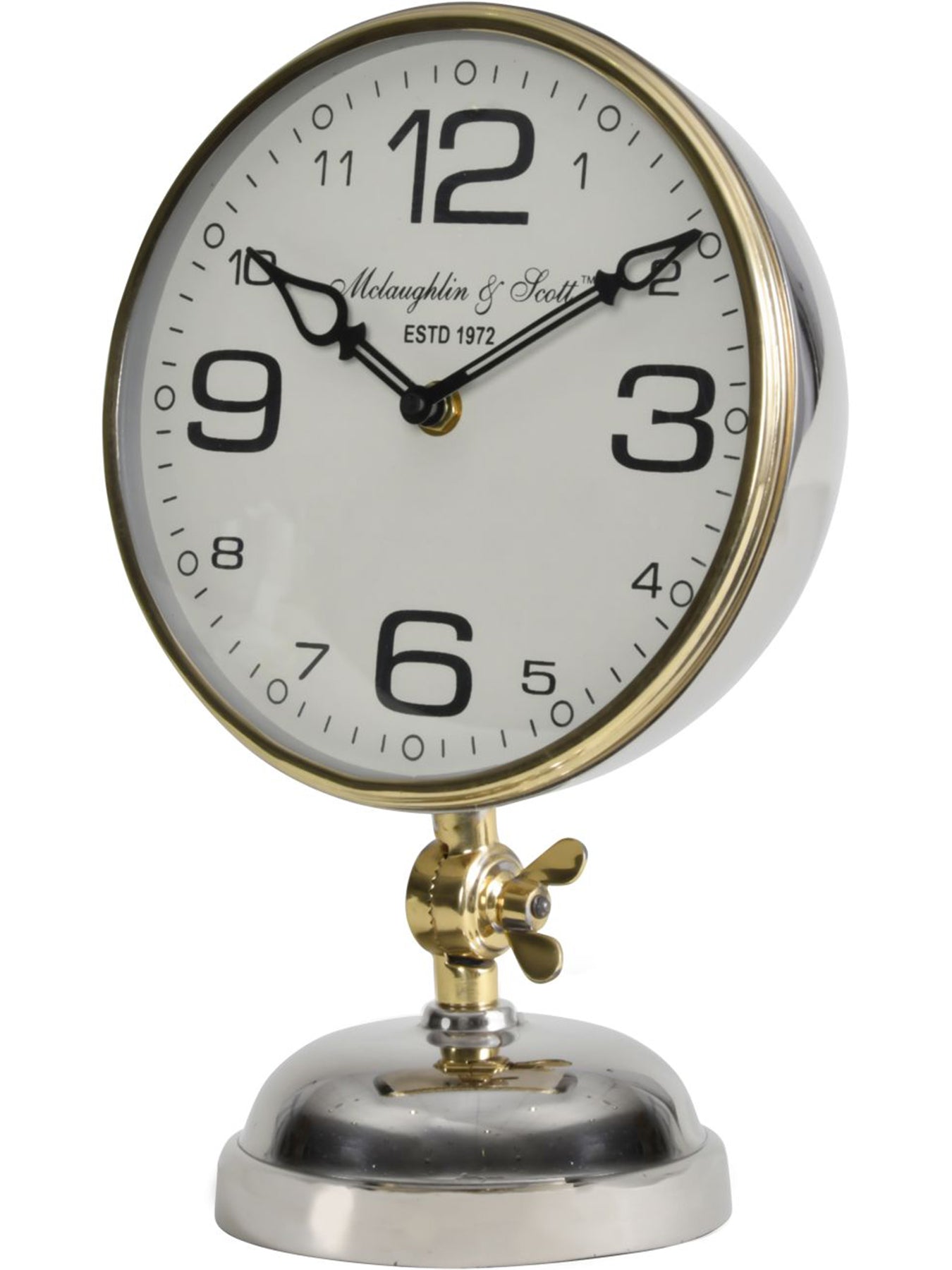 Stollard Silver Mantel Clock with Gold Accents