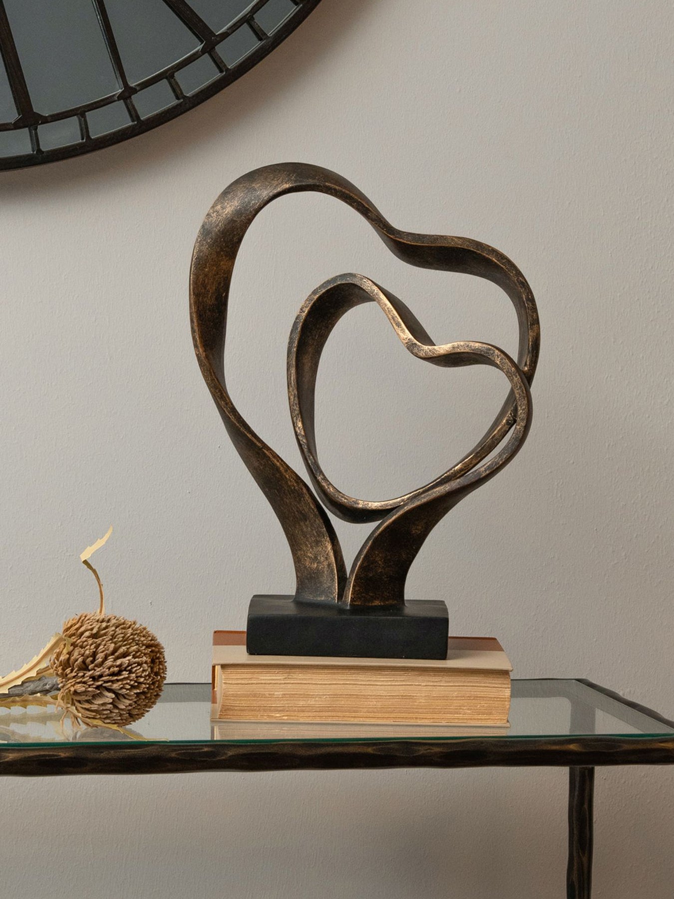 Double Heart Sculpture Bronze
