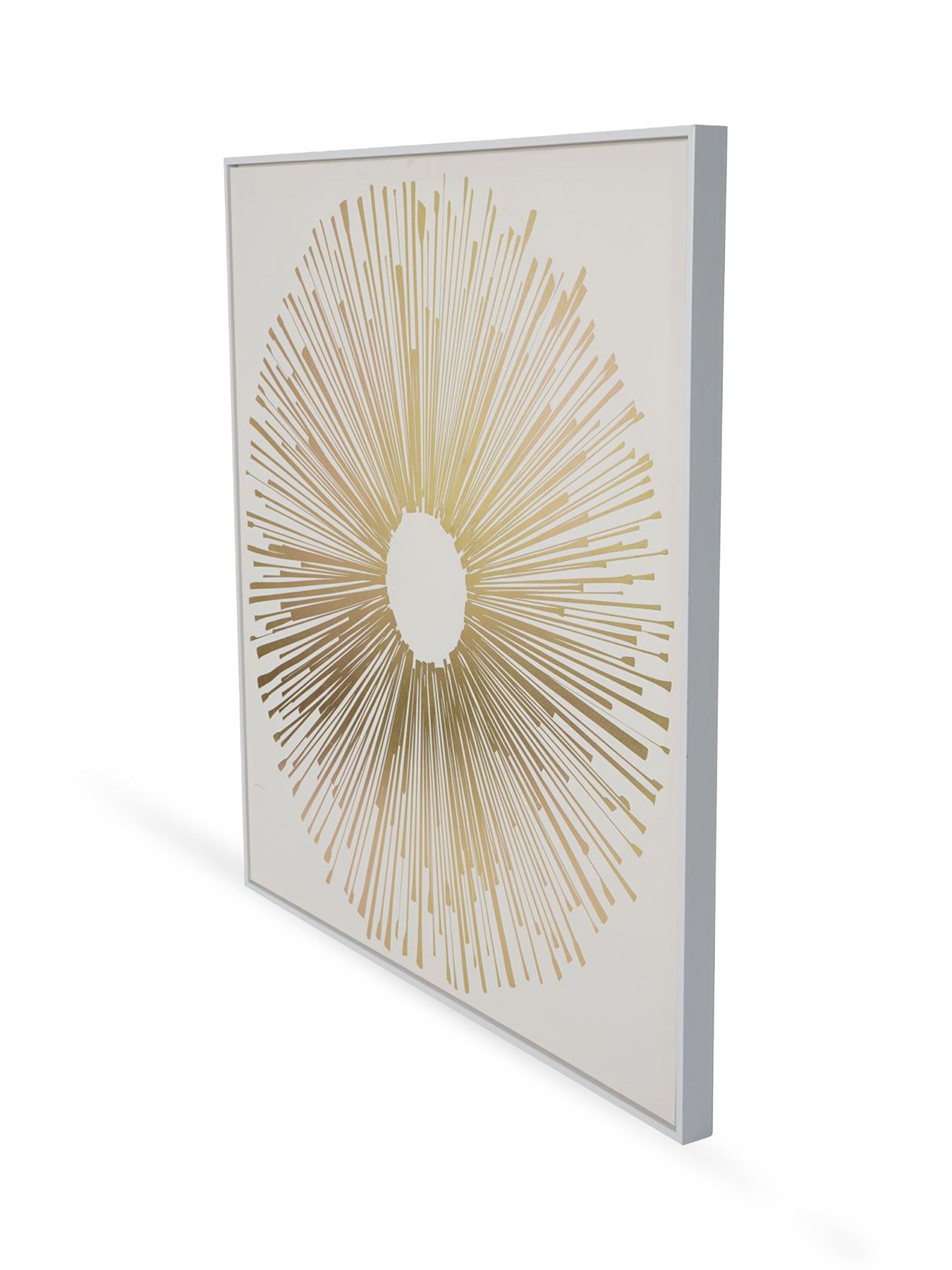 Golden Foiled Sunburst Framed Canvas 100x100cm