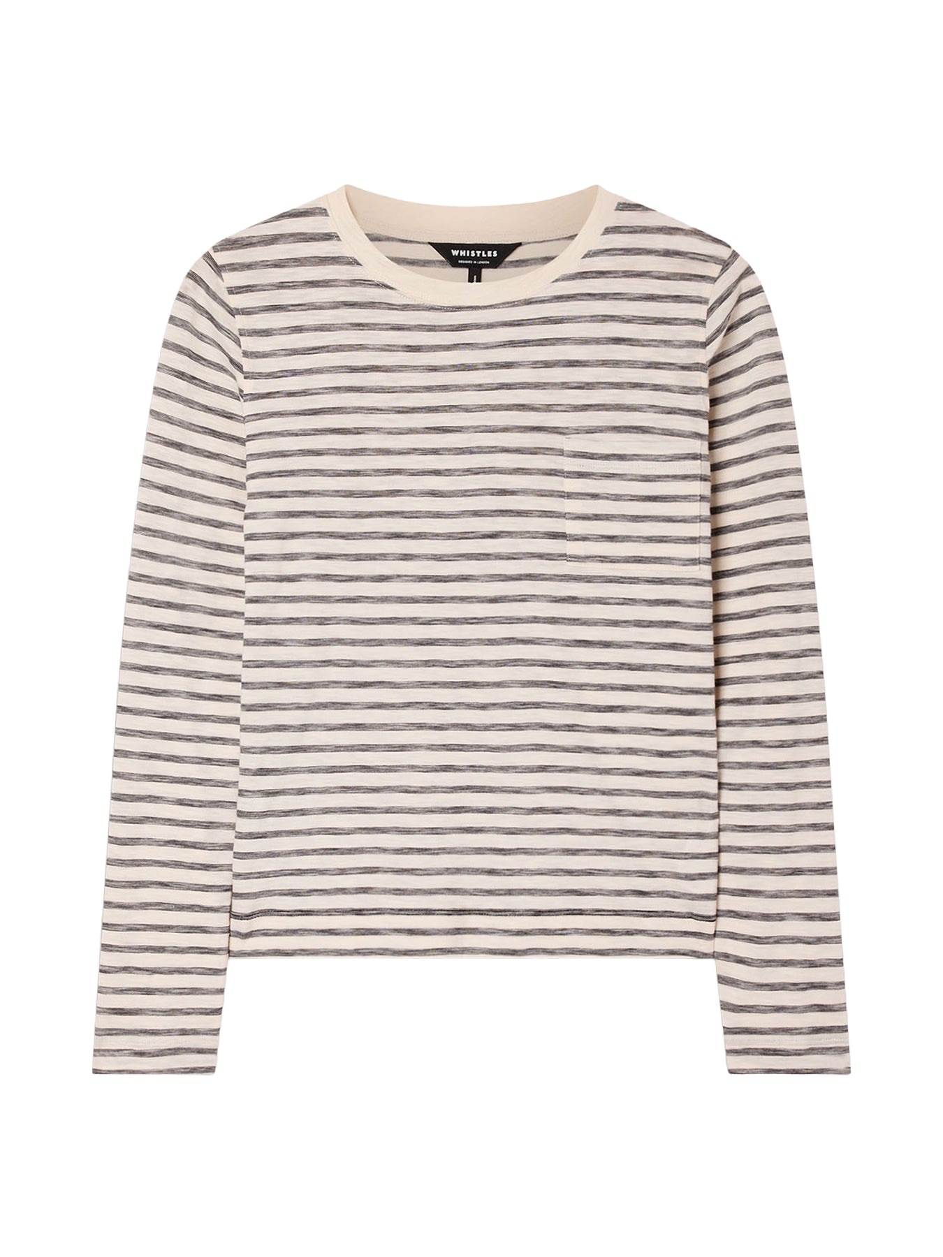 Stripe Crew Neck Pocket Top White