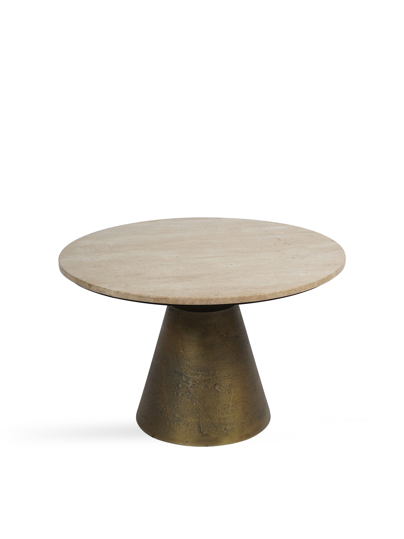 Clifton II Antique Brass and Light Travertine Coffee Table