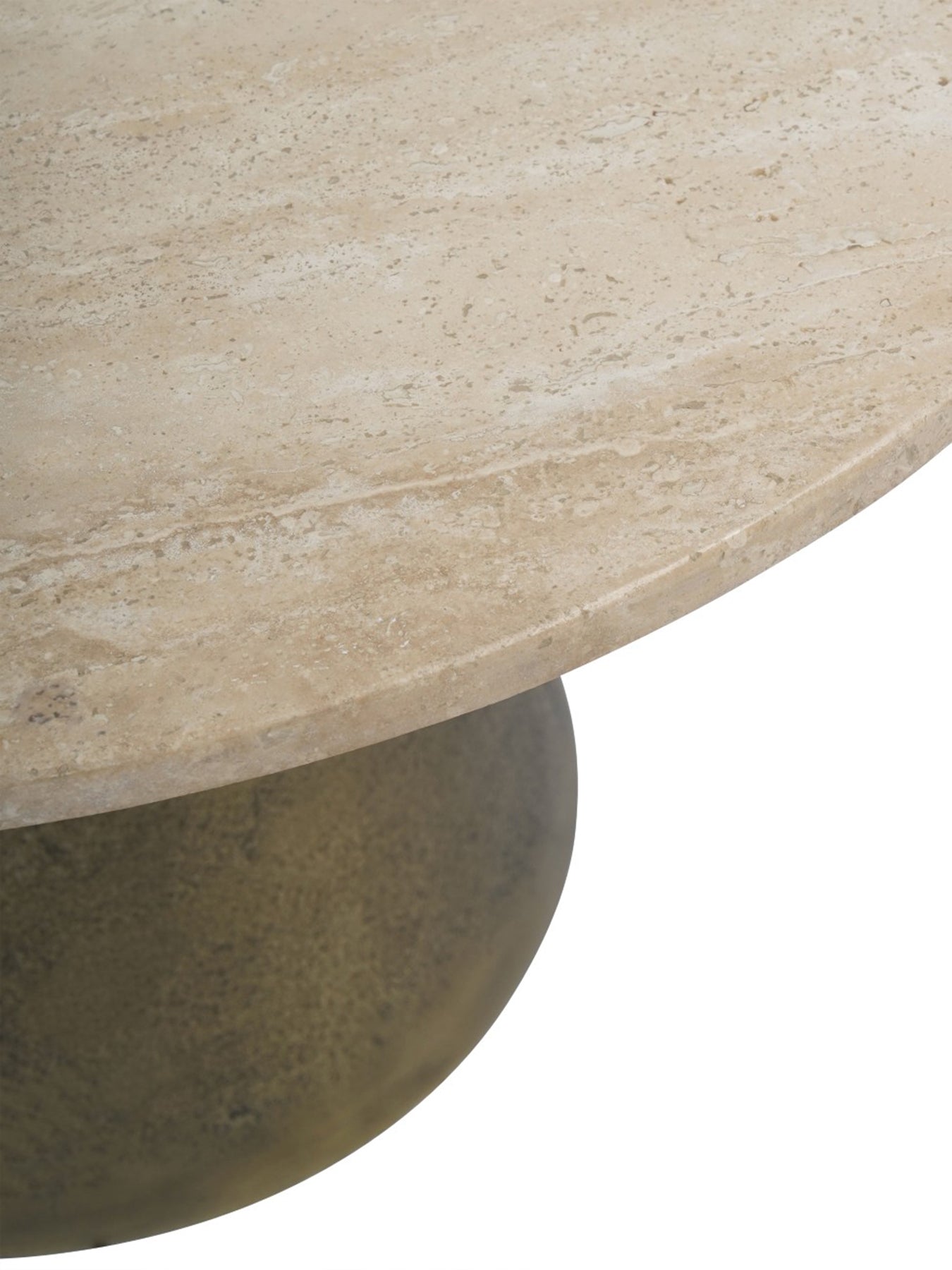 Clifton II Antique Brass and Light Travertine Coffee Table