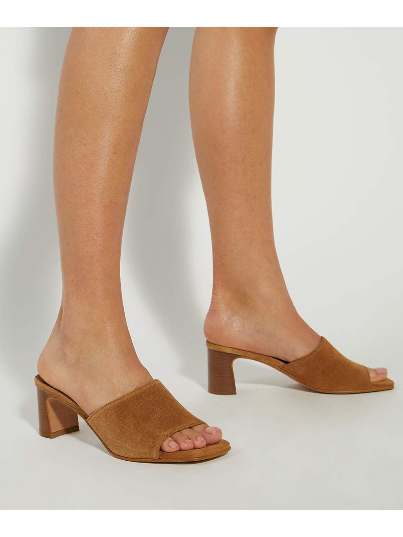 Jule Leather Open Toe Mules Brown