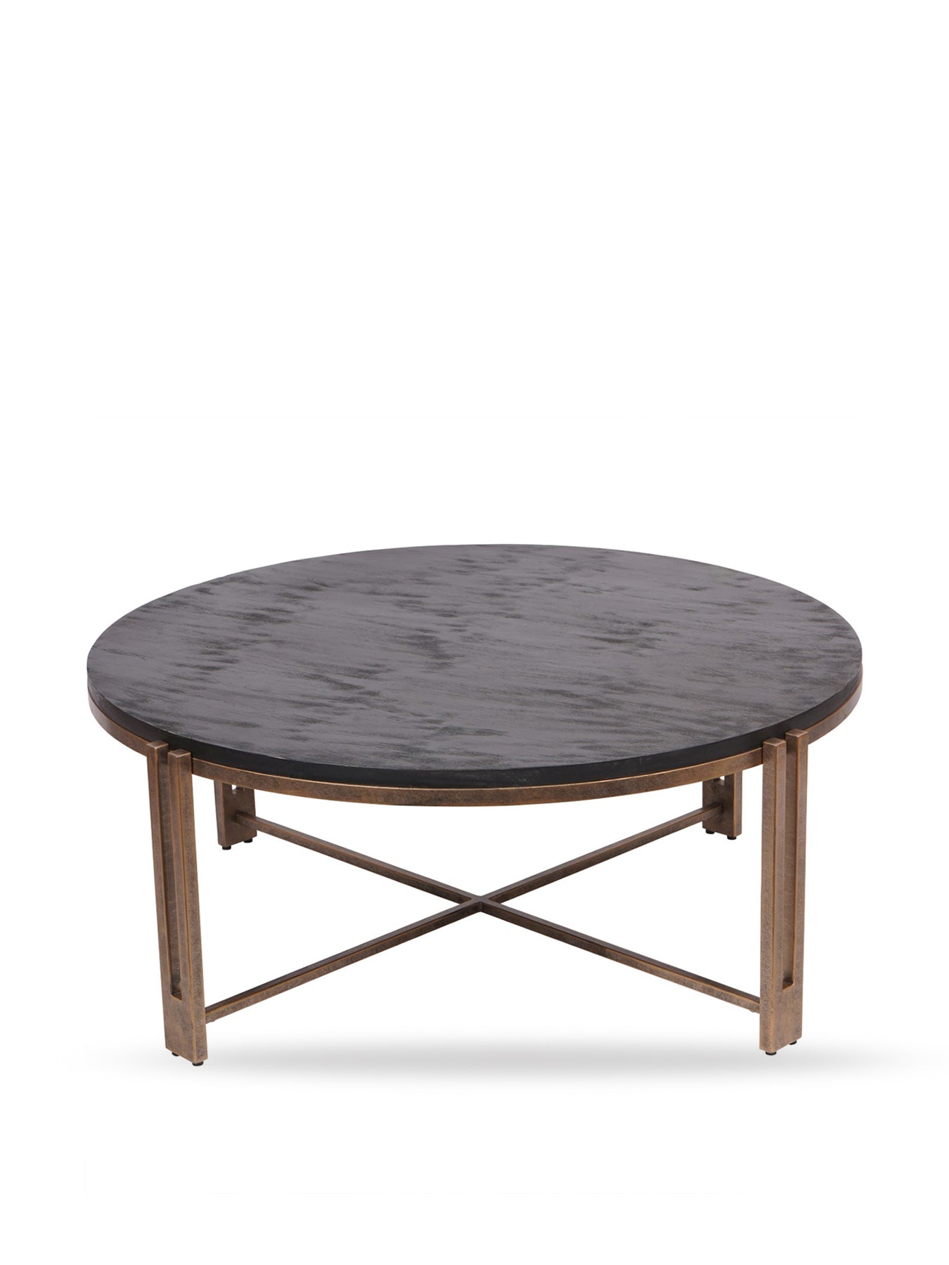 Dalston Sandblasted Wood and Champagne Frame Coffee Table Black