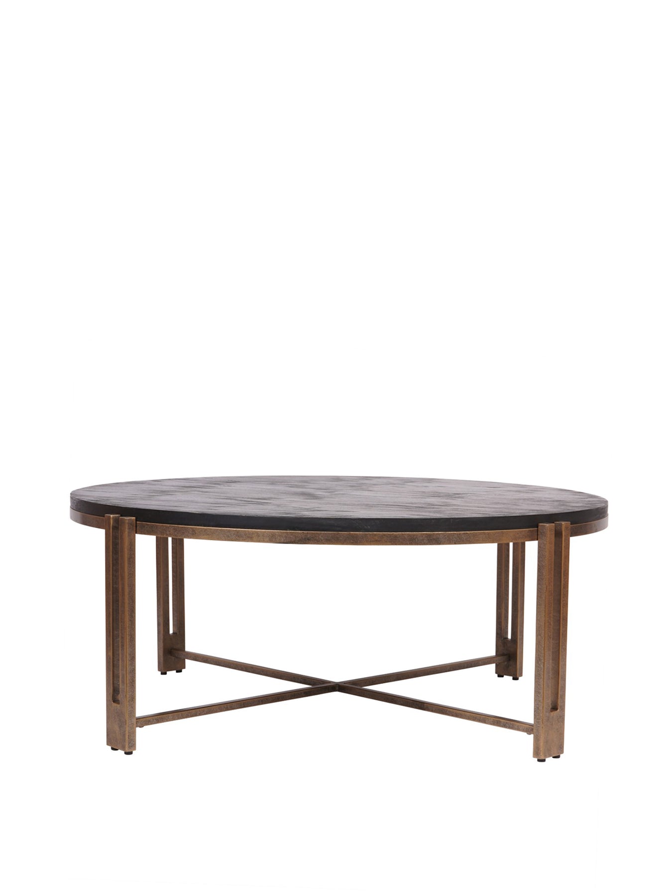 Dalston Sandblasted Wood and Champagne Frame Coffee Table Black