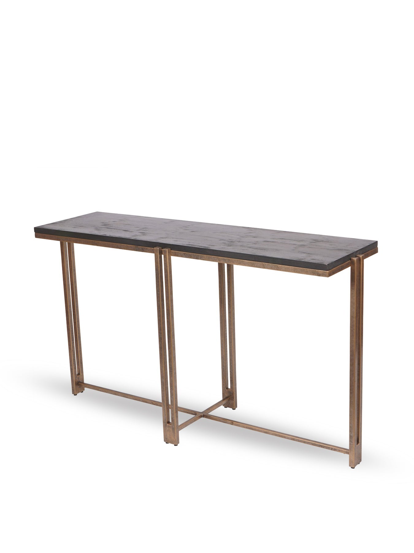 Dalston Sandblasted Wood and Champagne Frame Console Table Black