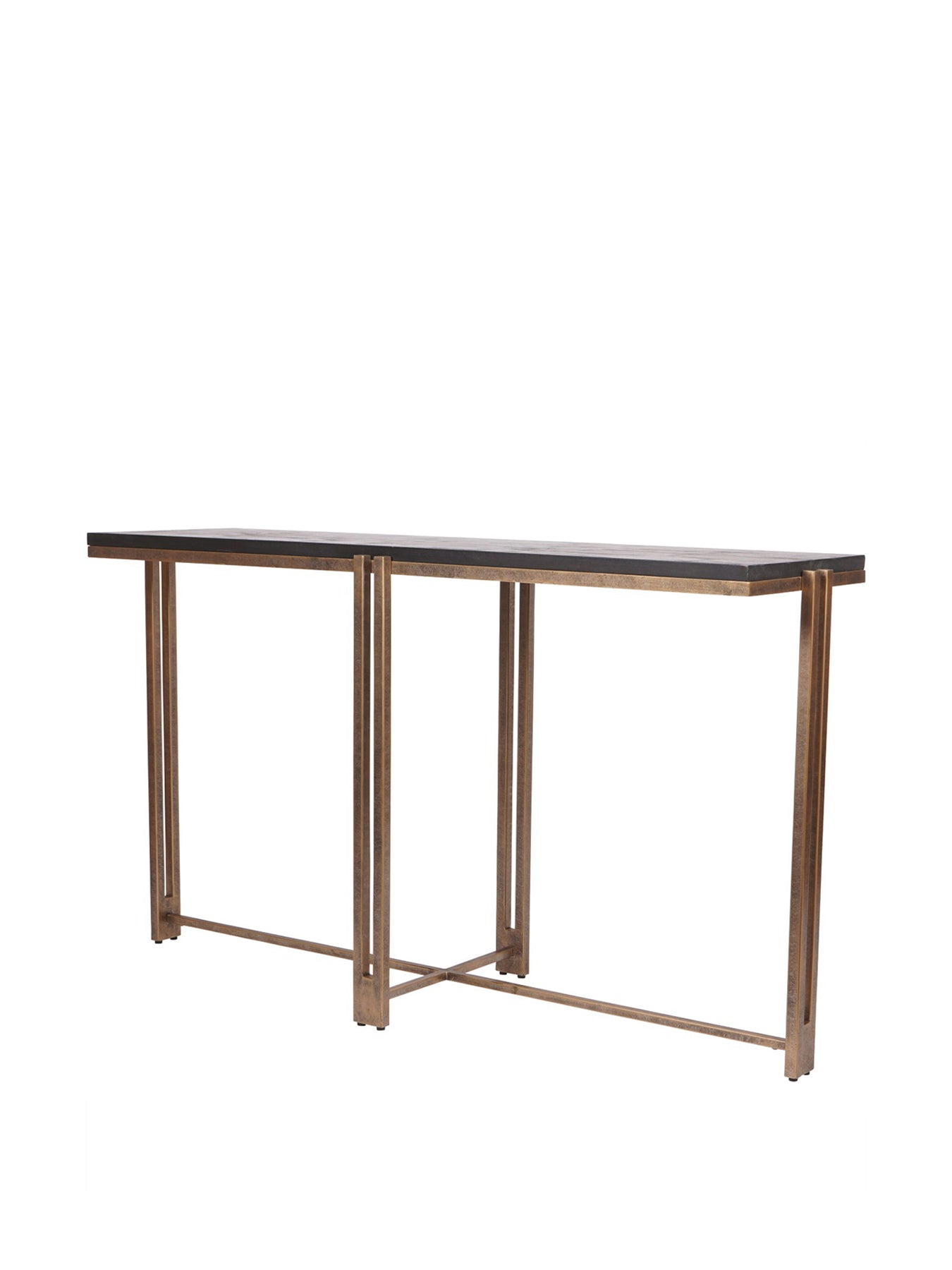 Dalston Sandblasted Wood and Champagne Frame Console Table Black