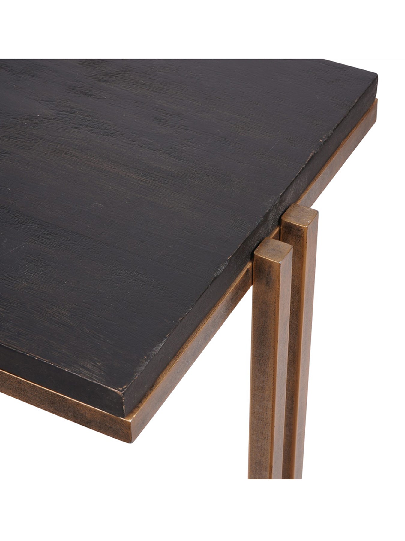 Dalston Sandblasted Wood and Champagne Frame Console Table Black