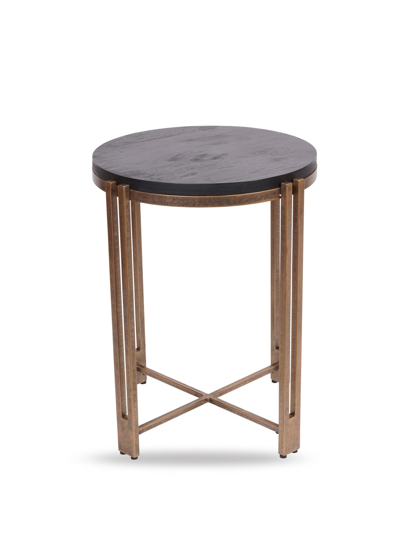 Dalston Sandblasted Wood and Champagne Frame Side Table Black