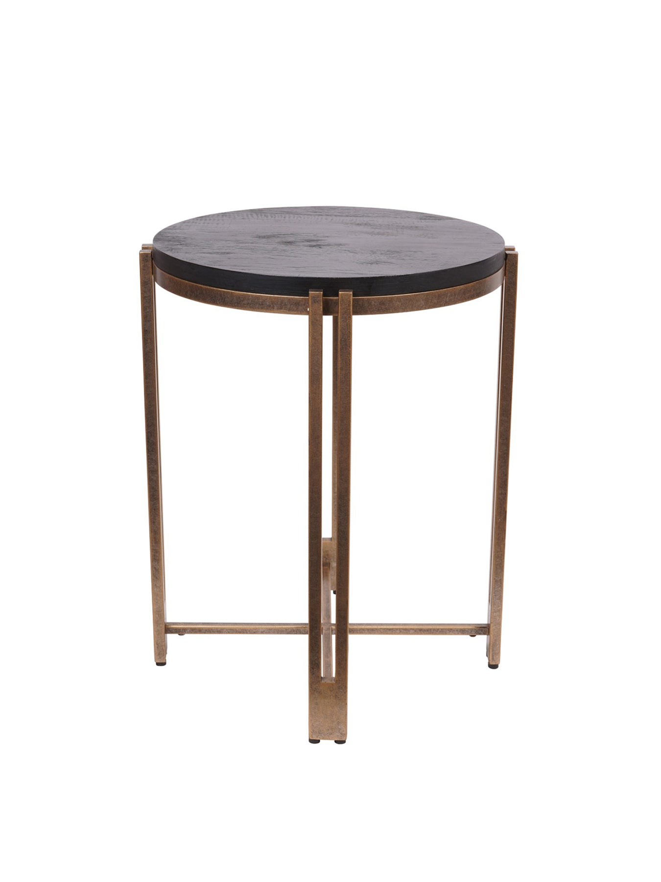 Dalston Sandblasted Wood and Champagne Frame Side Table Black