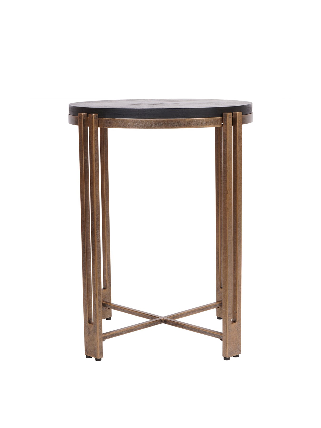 Dalston Sandblasted Wood and Champagne Frame Side Table Black